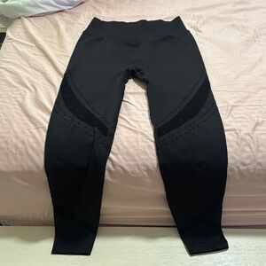 Black Leggings with Textured Design PINK Brand